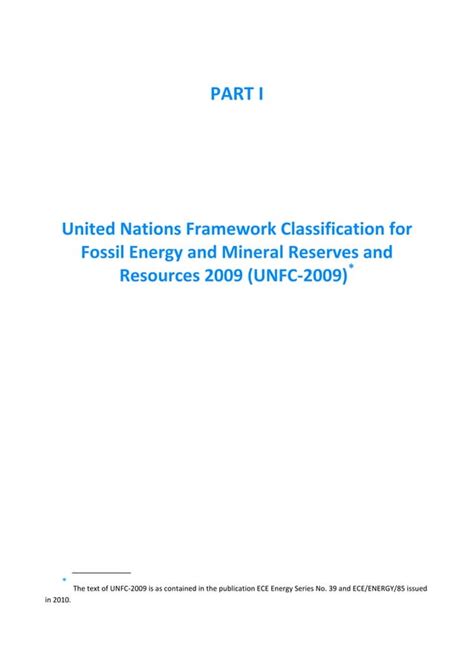United Nations Framework Classification Unfc 2009