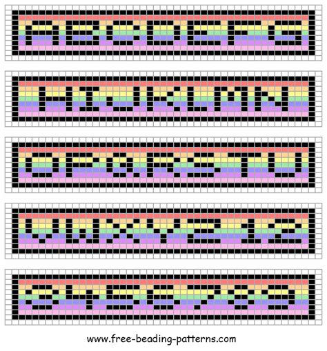 Free Beading Pattern Alphabet 03 5 Bead Square Horizontal Warp Bead