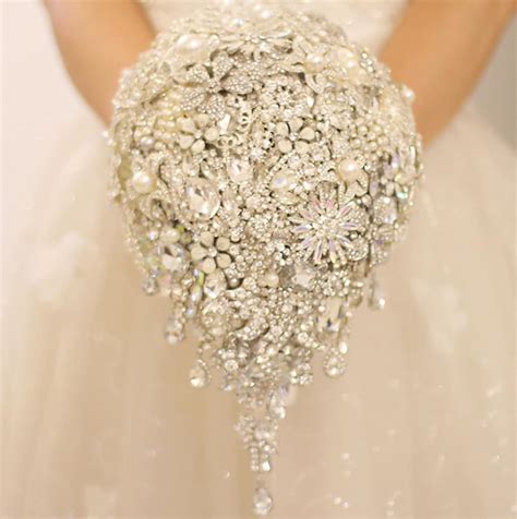 8 Inch Luxury Rhinestone Pearl Teardrop Bouquet Water Drop Etsy