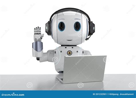 Cute Artificial Intelligence Robot With Notebook Stock Illustration