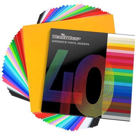 Buy TECKWRAP Permanent Adhesive Vinyl Sheets 12 X 12 40 Sheets Pack