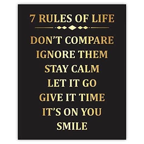 7 Rules Of Life Motivational Poster Gold Foil Art 8 X 10