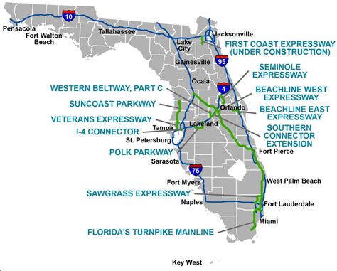 Floridas Turnpike The Less Stressway Road Map Of North Florida