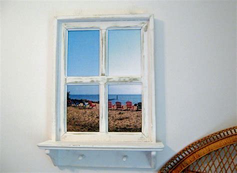 Window Frame Beach Wall Art Fake Window Ideas Wood Window