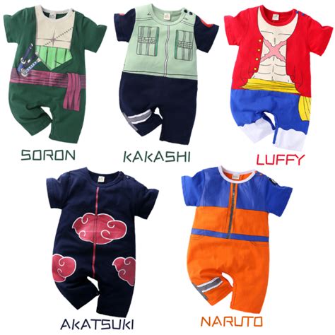 Anime Naruto Baby Romper Akatsuki Kakashi Go Ku Luffy Soron Baby Short