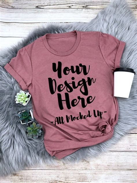 Download Bella Canvas Unisex 3413 Mauve Triblend T-shirt Mock Up MockUp Image - Flat Lay Flatlay in 2020 ...