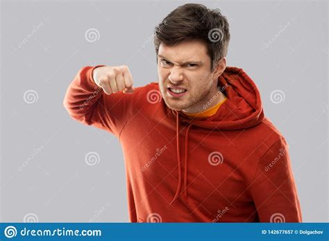 Angry Young Man Ready For Fist Punch Stock Image Image Of Expression