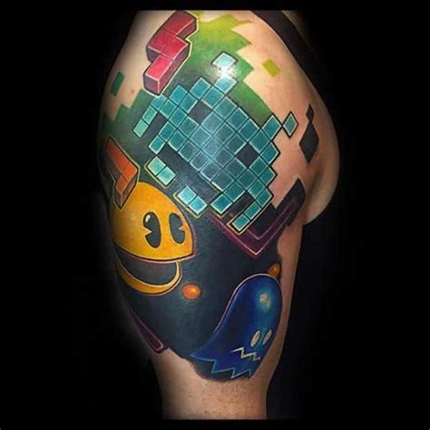 30 Pacman Tattoo Designs For Men Arcade Game Ink Ideas