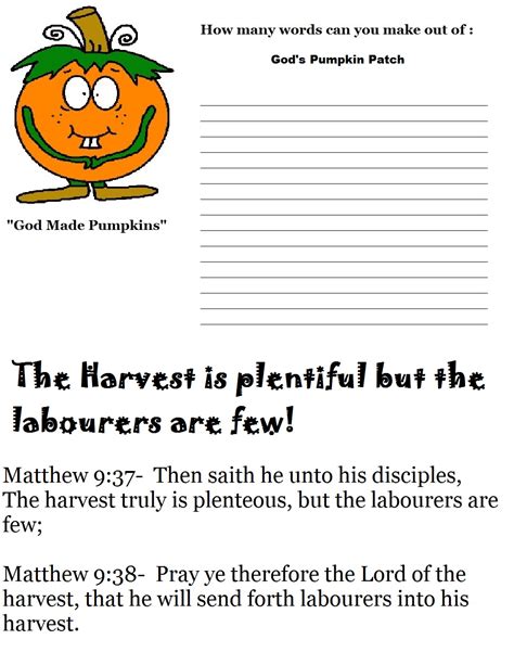 Pumpkin Sunday School Lesson Preschool Kids Fall Lesson Plans