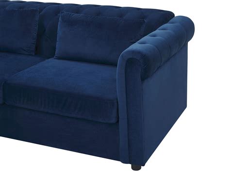 Velvet Sofa Bed Blue Chesterfield Belianihu