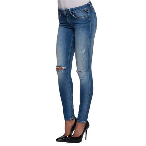 Mid Blue Ripped Skinny Stretch Jeans BrandAlley