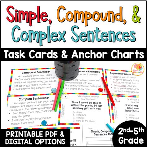 Simple Compound And Complex Sentences Task Cards Activities