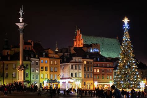 Christmas Night In Old Town Of Warsaw In Poland Photograph By Artur
