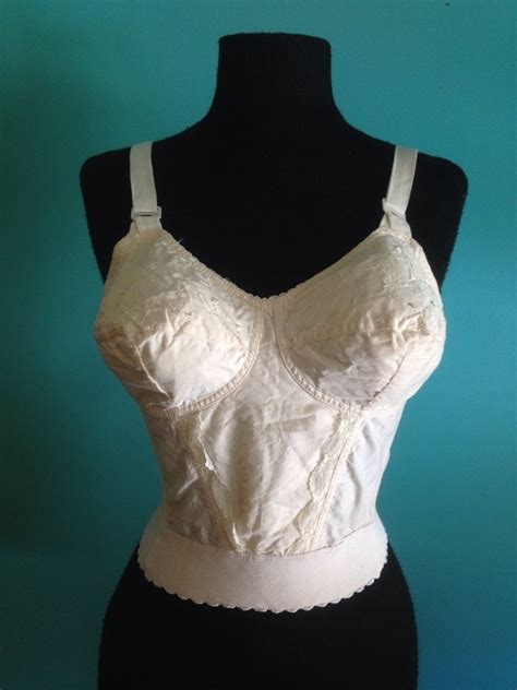 vintage 1960s longline cotton bra by flashytrashhag on etsy