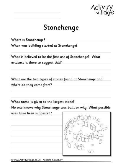 Stonehenge Worksheet Where Is Stonehenge Activity Village Fun