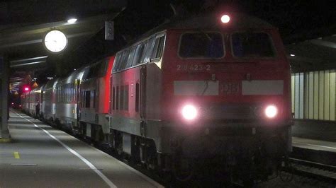 Germany At Kempten Two Db Class 218 Rabbit Diesel Locos Arrive On A Zurich To Munchen Ec