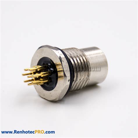 Connector Circular M12 8 Pin A Coding Panel Receptacles Female