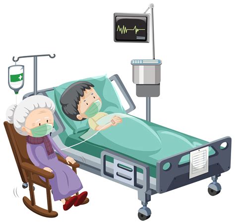 Hospital Scene With Sick Patient With Elderly Visitor 1107352 Vector