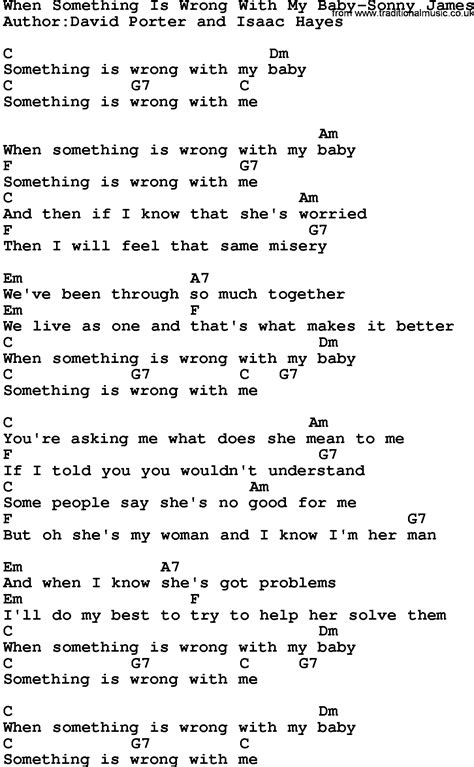 Country Musicwhen Something Is Wrong With My Baby Sonny James Lyrics