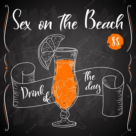 Premium Vector Alcoholc Cocktail Sex On The Beach Party Summer Poster Vector Background