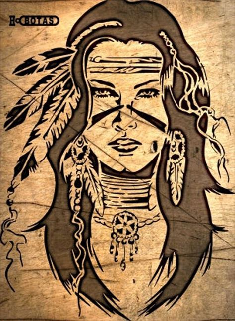 Indian Girl Etsy In 2021 Scroll Saw Patterns Native Drawings