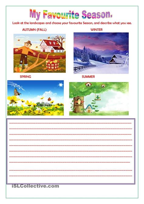 My Favourite Season Picture Writing Prompts Seasons Worksheets