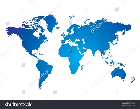 Blue And White Illustrated World Map With White Background Stock Vector