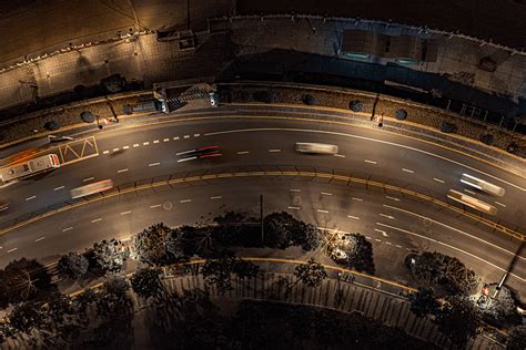 Aerial Photography Of Wuhan City Street Traffic At Night Along The