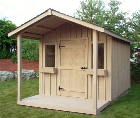 8x10 board and batten with 4 foot gable porch.