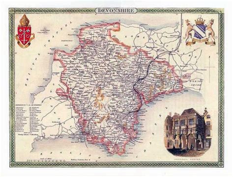 Devonshire 1841 Old English County Map Giclee Fine Art Or Etsy Map
