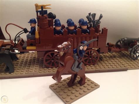 Lego Civil War Union Battery Cannon Infantry Wagon 8 Soldiers 3 Horses