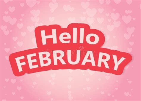 Hello February Banner Over Heart Pattern Stock Vector Illustration Of