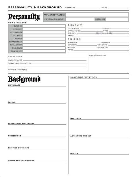 Character Worksheet Book Writing Tips Character Sheet Template