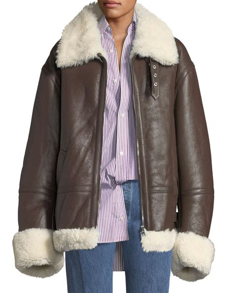 Vetements Shearling Fur Lined Leather Jacket In Brown Lyst