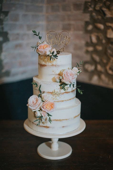 Blush Pink Floral Semi Naked Wedding Cake At East My XXX Hot Girl