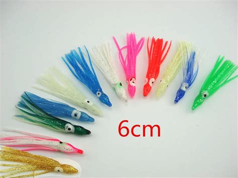 100pcs6cm Luminous Fishing Octopus Skirt Squid Lure Octopus Jig Soft