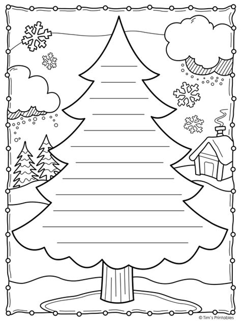 Christmas Tree Writing Paper Templates Tims Printables
