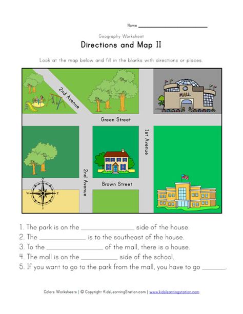 Map And Directions Worksheet