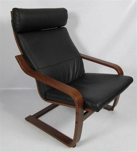 Imagine the difference an armchair in real leather would make to your living room or study. Ikea POANG Black Leather & Dark Brown Chair (400.239.43 ...