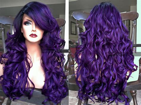 Purple Lace Front Wig Ombre Hair Neon Hair Purple Hair