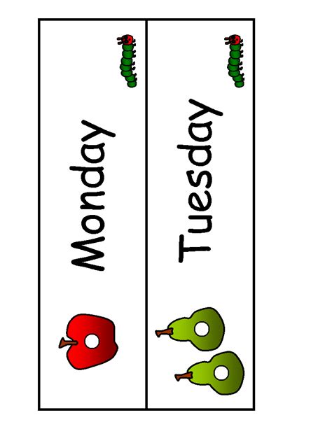 Hungry Caterpillar Days Of The Week Printable