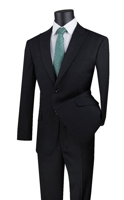 Vinci Mens 2 Piece Modern Fit Executive Suit Pure Solid