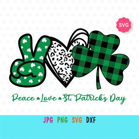 Peace Love St Patricks Day Svg For Cricut Shamrock Buffalo Etsy