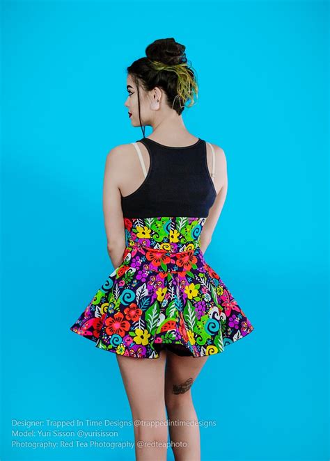 Floral Skirt Lace Up Skirt Corset Skirt Flower Print Etsy