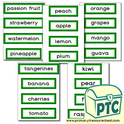 Fruit Themed Display Words Primary Treasure Chest