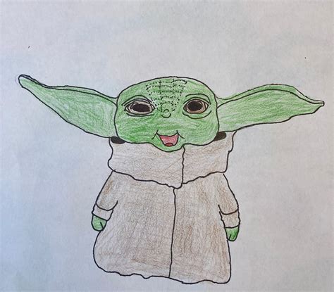 Draw Baby Yoda The Child Grogu With Demonstrated Step By Step