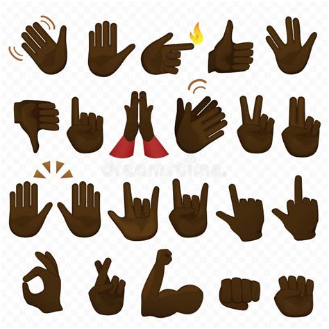 Set Of Hands Icons And Symbols Emoji Hand Icons Different Gestures Hands Signals And Signs