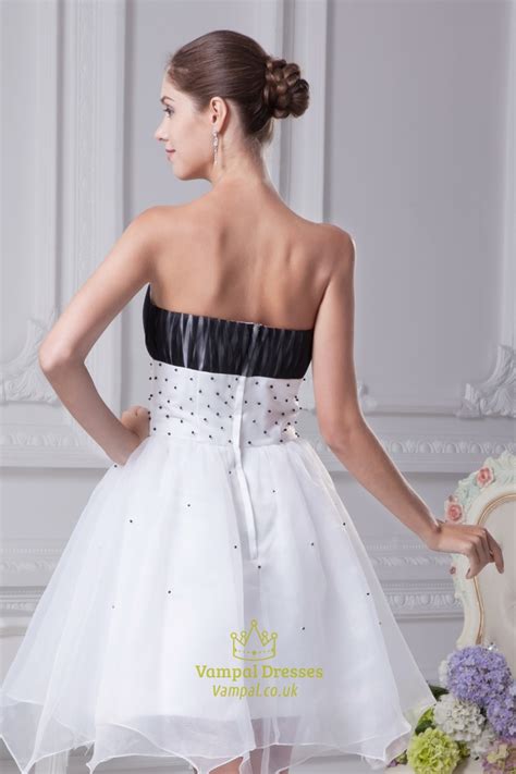 Ostty white wedding dress short sleeve wedding gowns. White And Black Short Prom Dresses, White Wedding Dresses With Black Accents | Vampal Dresses
