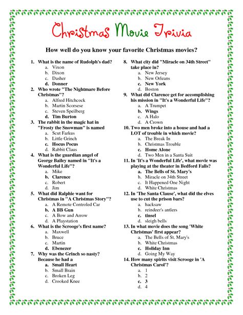 Christmas Quiz With Answers Printable Printable World Holiday