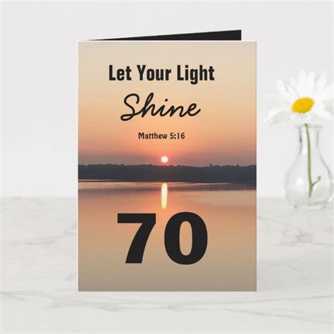 70th Birthday Let Your Light Shine Scriptural Text Card Zazzle Let